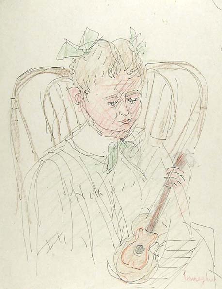 Pio Semeghini, young girl with a guitar